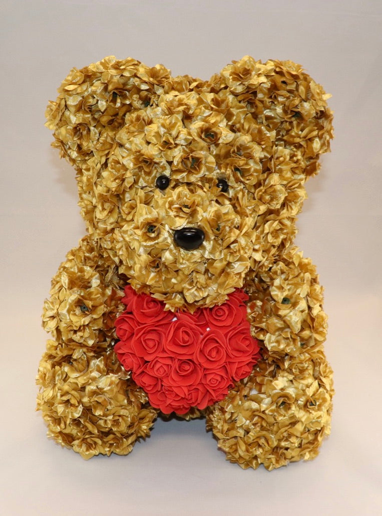 The Roseland Company Gold Teddy Bear with Red Heart (big size)