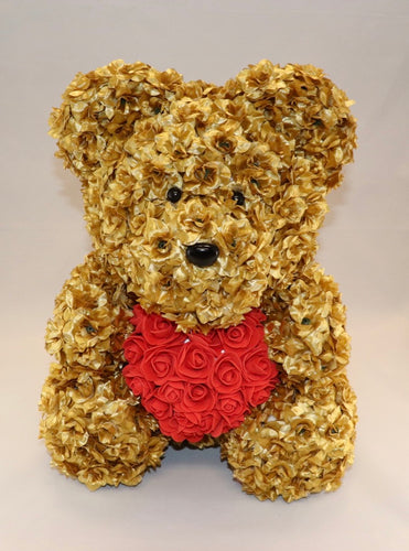The Roseland Company Gold Teddy Bear with Red Heart (big size)