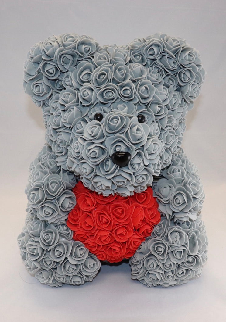 The Roseland Company Grey Teddy Bear with Red Heart (big size)