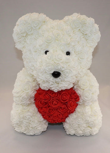 The Roseland Company White Teddy Bear with Red Heart (big size)