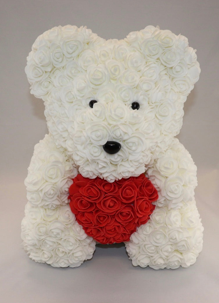 The Roseland Company White Teddy Bear with Red Heart (big size)