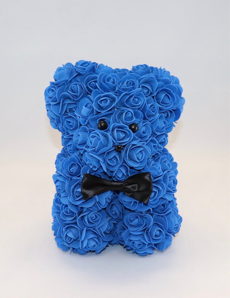 The Roseland Company Dark Blue Teddy Bear with Bow
