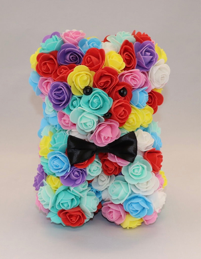 The Roseland Company Rainbow Teddy Bear with Bow